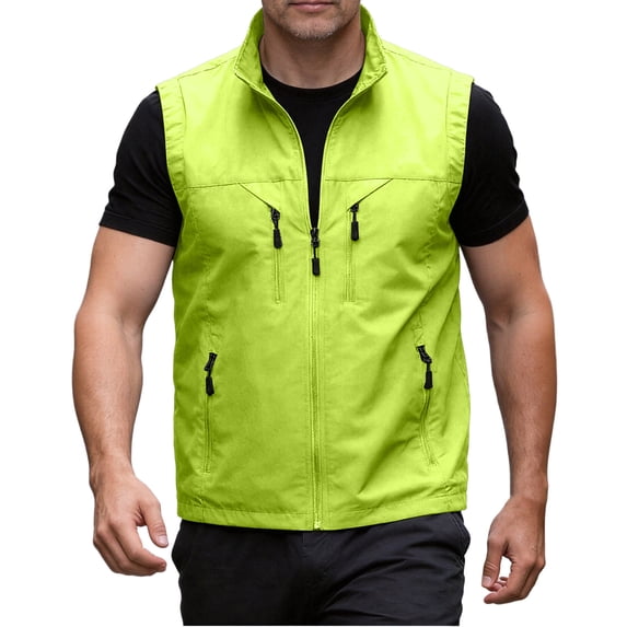 WRFWUL Mens Sleeveless Stand Collar Vest Lightweight Zip Up Outdoor Utility Gilet Casual Travel Workwear Jacket with Pockets