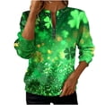 thumbnail image 1 of WRFWUL St. Patrick's Day Sweatshirt Women Half Zipper Pullover Irish Shamrock Graphic Sweater Tops Casual Long Sleeve Shirts, 1 of 4