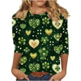 thumbnail image 1 of WRFWUL St Patty's Day Shirt Women 2025 Casual Plus Size 3/4 Sleeve Irish Clover Shirts Funny Saint Patrick's Tunic Tops, 1 of 4