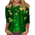 thumbnail image 1 of WRFWUL St Patty's Day Shirt Women 2025 Casual Plus Size 3/4 Sleeve Irish Clover Shirts Funny Saint Patrick's Tunic Tops, 1 of 4