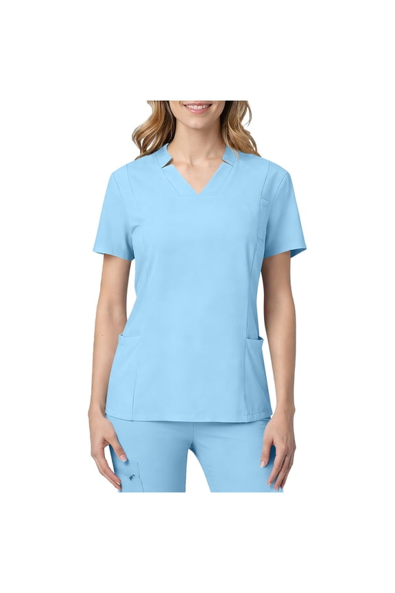 V Neck Nurse T Shirts for Women Short Sleeve Stretch Medical Uniform With Pockets Lightweight Housekeeping Scrub Top