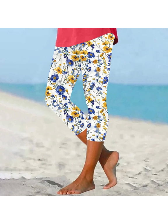 Women Capris High Waist Yoga Pants - Hollow Out Comfy Stretchy Seamless Leggings Workout Compression Print Capri Pants