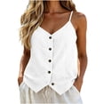 thumbnail image 1 of WRFWUL Women's Cotton Linen Button Down Sleeveless Blouses V-Neck Spaghetti Strap Tank Tops Summer Beach Vacation Clothes, 1 of 5