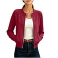thumbnail image 1 of WRFWUL Women's Full Zip Short Bomber Jacket Fall Long Sleeve Crew Neck Solid Cardigan Fashion Streetwear Lightweight Coat, 1 of 7