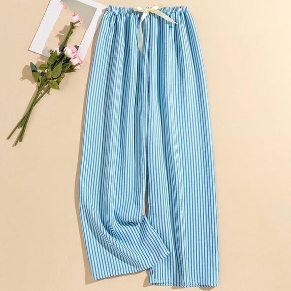 WRFWUL Women's Pajama Pants Floral Wide Leg Lounge Pants Elastic Waist Drawstring Palazzo Casual Comfy Pj Bottoms