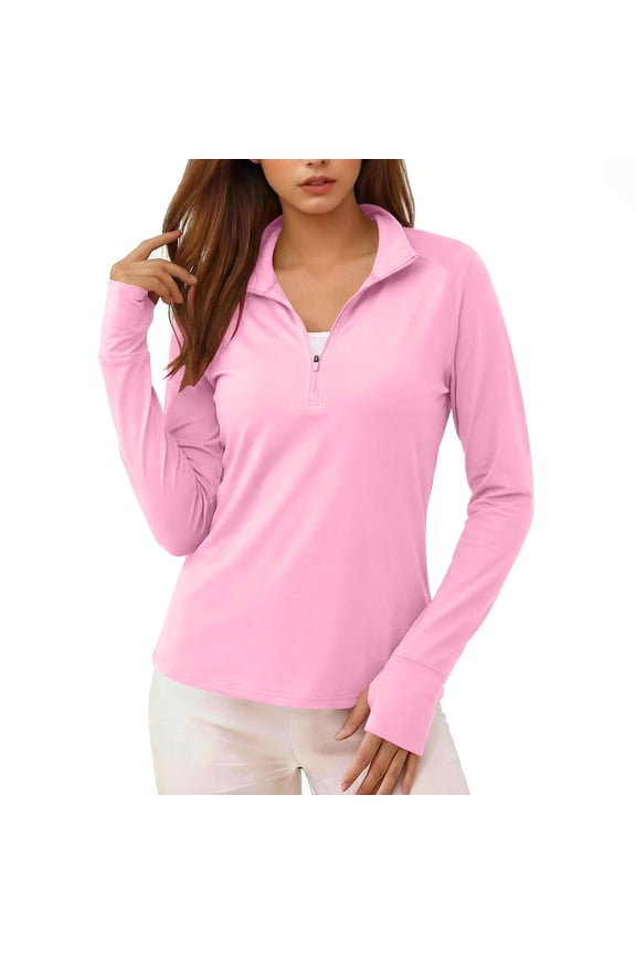 Women's Shirts Long Sleeve 1/4 Zip UPF50+ UV Sun Protection Workout Hiking Athletic Shirts Rash Guard
