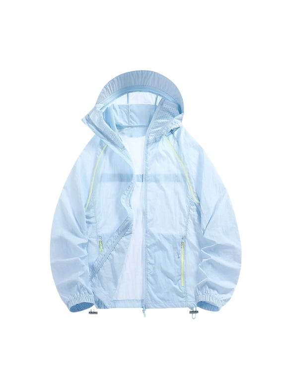 Women’s UPF50+ Mesh Ventilated Sun Protection Hooded Jacket Lightweight Packable Wind Coat Outdoor Hiking Travel Coat