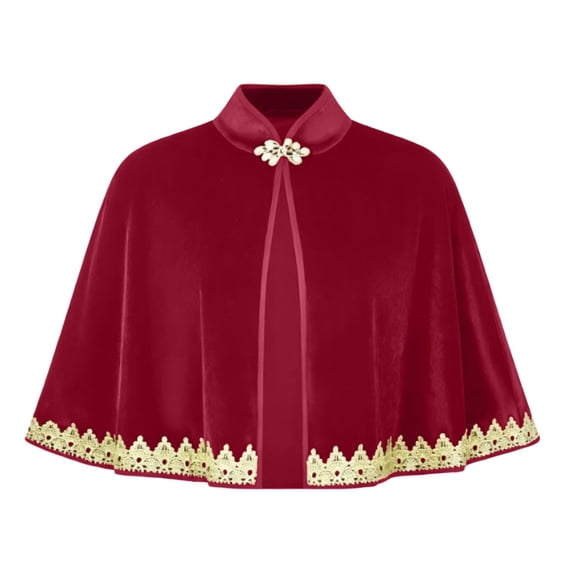 WRFWUL Women's Velvet Capelet Vintage Victorian Warm Poncho Evening Party Wedding Bride Cosplay Costume
