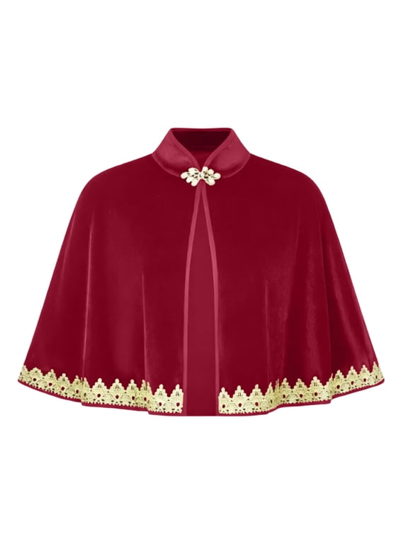 Women's Velvet Capelet Vintage Victorian Warm Poncho Evening Party Wedding Bride Cosplay Costume