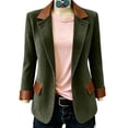 thumbnail image 1 of WRFWUL Women's Vintage Corduroy Blazer with Faux Leather Trim, Fall Winter Notched Lapel Single-Breasted Jacket (S/M/L/XL/XXL), 1 of 7