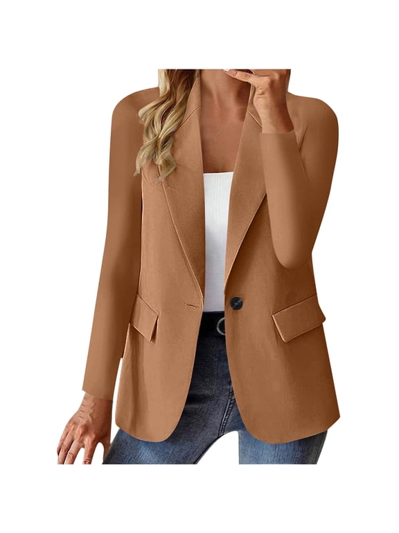 Womens Blazer Business Casual Open Front Long Sleeve Tops Fully Lined Suit Jacket With Pockets Work Office Professional Clothes