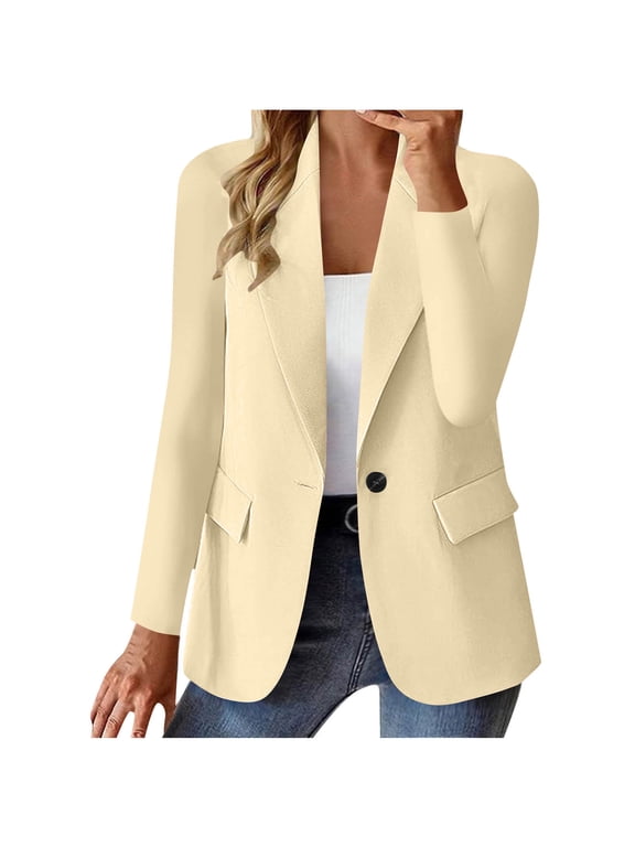 Womens Blazer Business Casual Open Front Long Sleeve Tops Fully Lined Suit Jacket With Pockets Work Office Professional Clothes