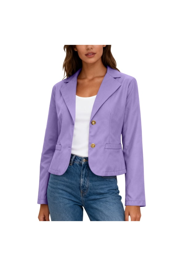 Womens Blazers for Work Professional Cropped Long Sleeve Notched Lapel Dress Jackets Formal Business Office Suit Coat