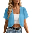 thumbnail image 1 of WRFWUL Womens Chiffon Open Front Cropped Cardigans Shrug Short Sleeve Bolero Jacket Sheer Lightweight Summer Cover Up, 1 of 7