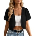 thumbnail image 1 of WRFWUL Womens Chiffon Open Front Cropped Cardigans Shrug Short Sleeve Bolero Jacket Sheer Lightweight Summer Cover Up, 1 of 7
