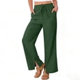 thumbnail image 1 of WRFWUL Womens Cotton Linen Pants Wide Leg Long Flowy Palazzo Pants with Pockets Casual Drawstring Elastic Waist Trousers, 1 of 7
