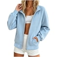 thumbnail image 1 of WRFWUL Womens Full Zip Up Track Jacket Lightweight Collared No Hood Long Sleeve Athletic Sweatshirt Fall Winter Trendy Track Jackets with Pockets, 1 of 7