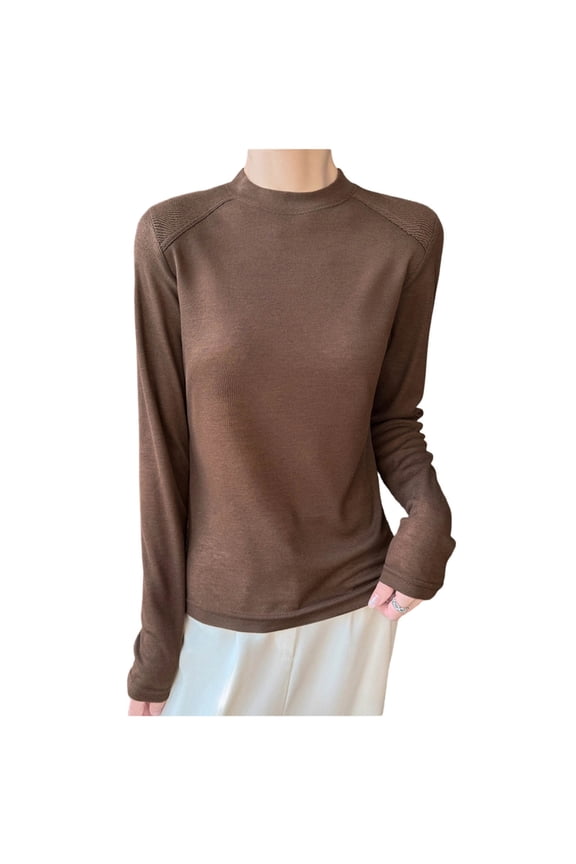 Womens Half Turtleneck Long Sleeve Knit Tops Slim Fit Solid Basic Pullover Sweaters Casual Fall Winter Warm Base Layer Shirts