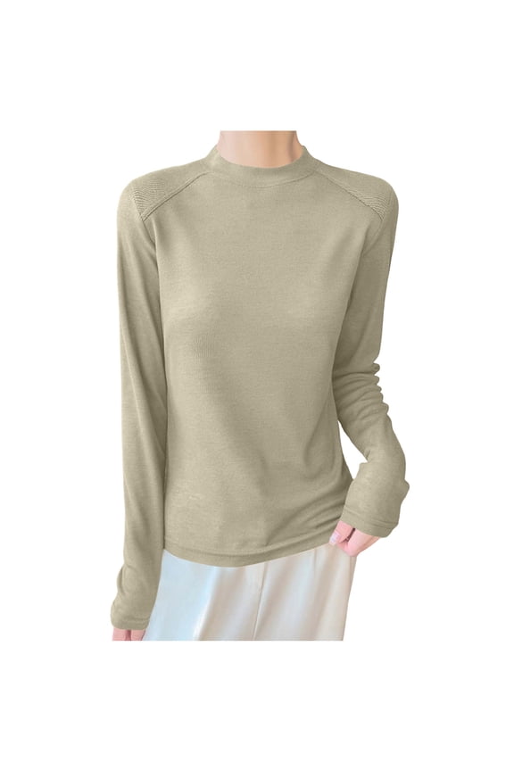 Womens Half Turtleneck Long Sleeve Knit Tops Slim Fit Solid Basic Pullover Sweaters Casual Fall Winter Warm Base Layer Shirts