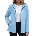 thumbnail image 1 of WRFWUL Womens Lightweight Hooded Rain Jacket Zip Front Snap Button Placket Windbreaker Casual Fall Outdoor Travel Coat with Pockets, 1 of 6