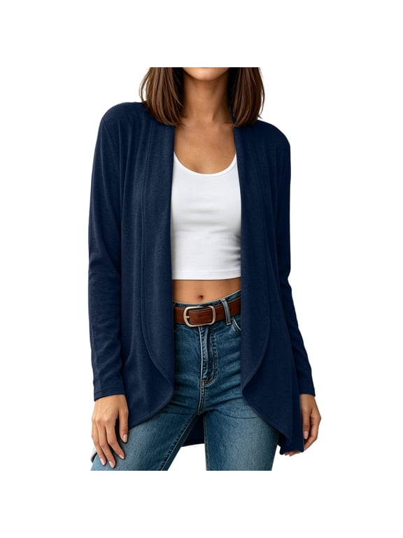 Womens Long Sleeve Cardigans Casual Open Front Lightweight Comfortable Soft Cardigan Fall Layering Outerwear Tops