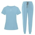 thumbnail image 1 of WRFWUL Womens Scrubs 2 Piece Set Short Sleeve V Neck Top Elastic Waist Jogger Pants Set Nurse Uniform Scrubs Workwear, 1 of 7