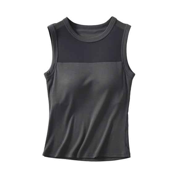 WRFWUL Womens Sheer Mesh Yoke Ribbed Tank Tops Stretchy Crewneck Sleeveless Tank Summer Casual Going Out Vests