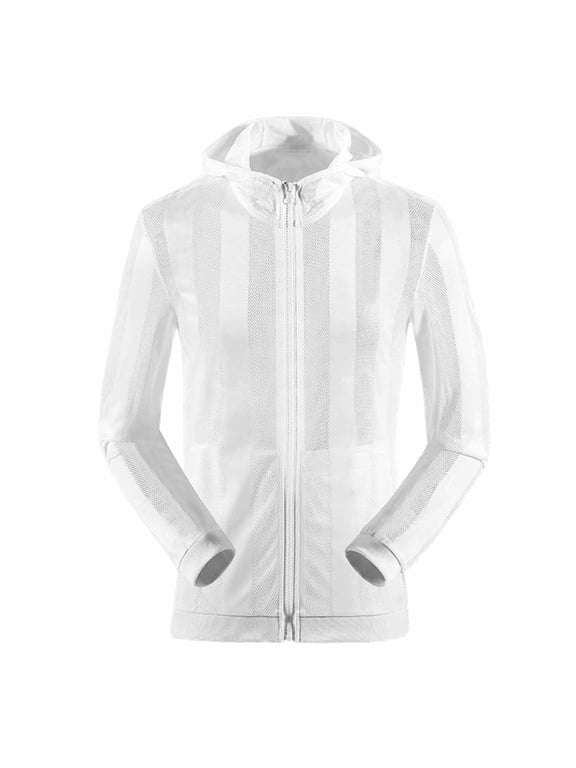 Womens Sheer Mesh Zip Up Hoodie Lightweight See Through Long Sleeve Sun Protection Jacket Summer Beach Cover Up Outerwear