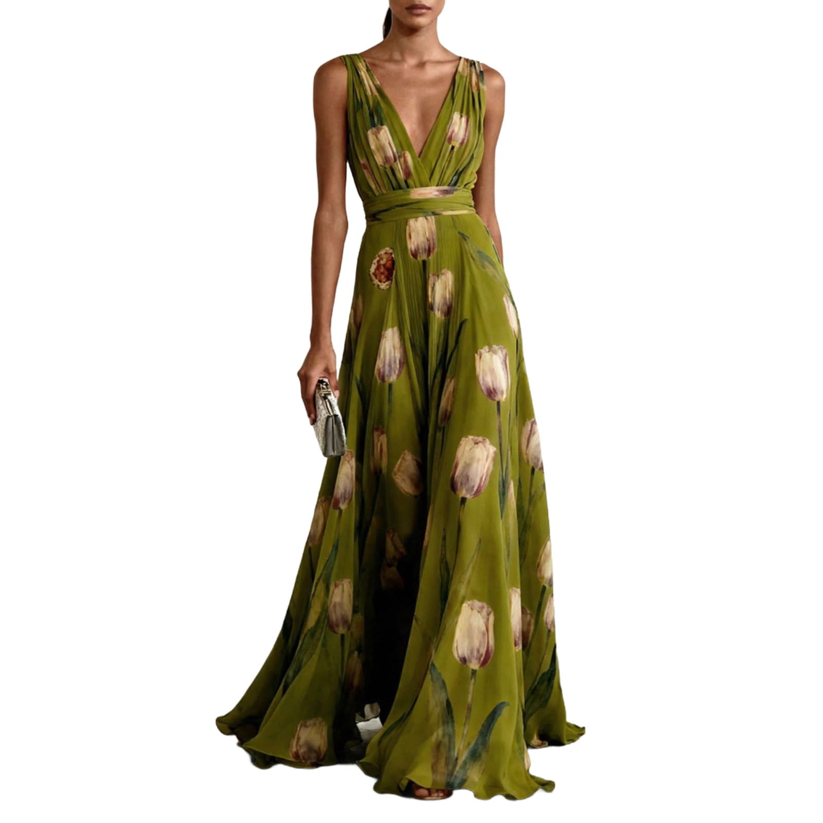 herlipto】Tulip Chiffon Long Dress Tulip Chiffon Dress Short A
