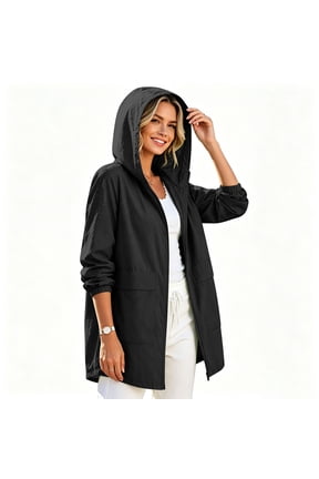 Womens Softshell Jacket Waterproof Windbreaker Long Sleeve Drawstring Outdoor Jackets