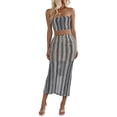 thumbnail image 1 of WRFWUL Womens Strapless Tube Top Midi Skirt Set Knitted Print Bodycon Two Piece Party Clubwear Dress Outfits Sets, 1 of 7