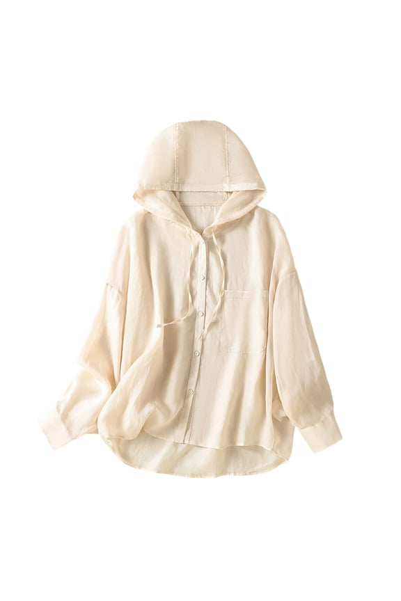 Womens UPF 50+ Sun Protection Jacket Athletic Long Sleeve Button Down Hoodie Casual Lightweight Solid Tops with Pocket