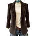 thumbnail image 1 of WRFWUL Womens Vintage Corduroy Blazer Jacket Notched Lapel Single Button Open Front Long Sleeve Blazer Business Casual Office Coat, 1 of 7