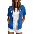 thumbnail image 1 of WRFWUL Womens Zip Up Short Sleeve Hoodies Open Front Fall Hooded Pullover Sweatshirt with Pockets, 1 of 7