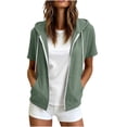 thumbnail image 1 of WRFWUL Womens Zip Up Short Sleeve Hoodies Open Front Fall Hooded Pullover Sweatshirt with Pockets, 1 of 7