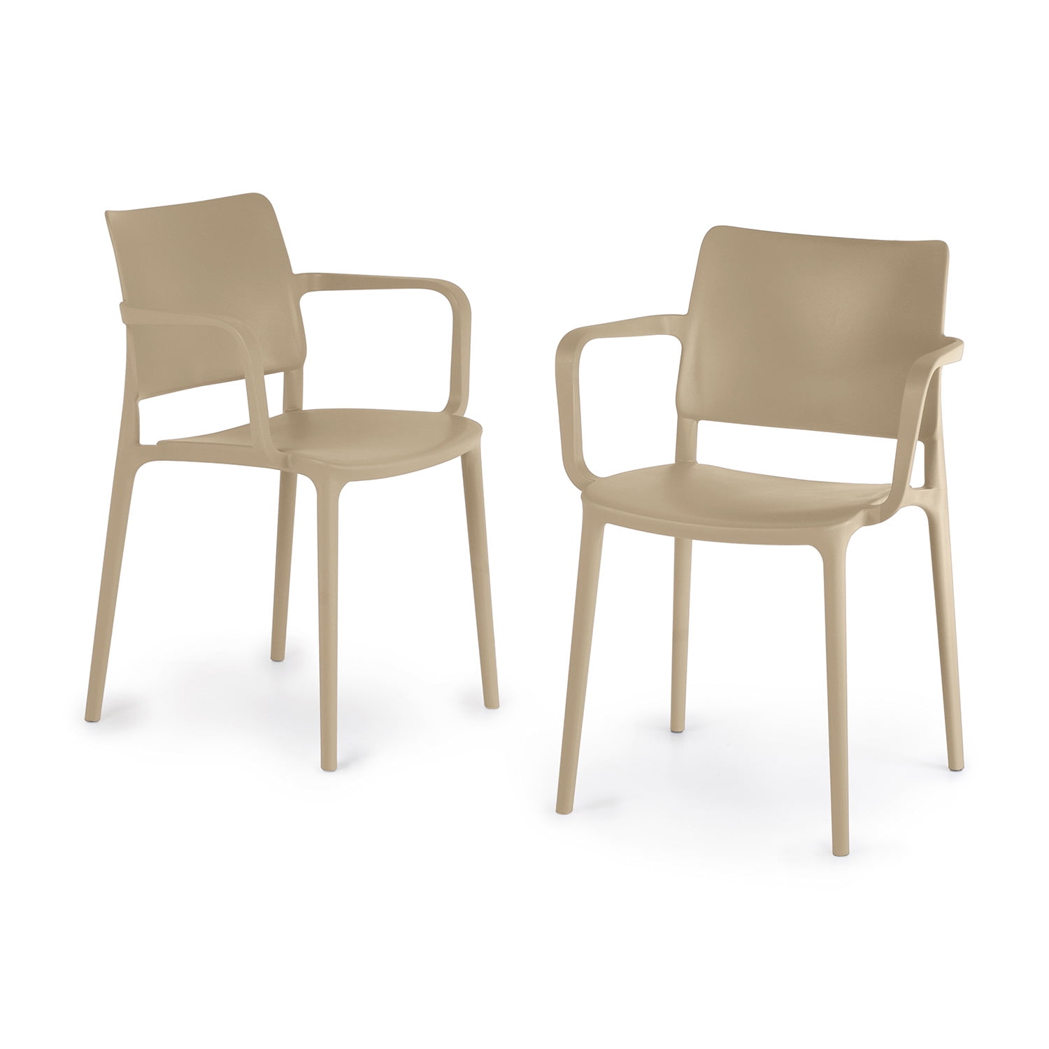 WRGHOME Garden Modern Outdoor/Indoor Plastic Resin Stacking Patio Dining Chairs (Set of 2) - TAUPE