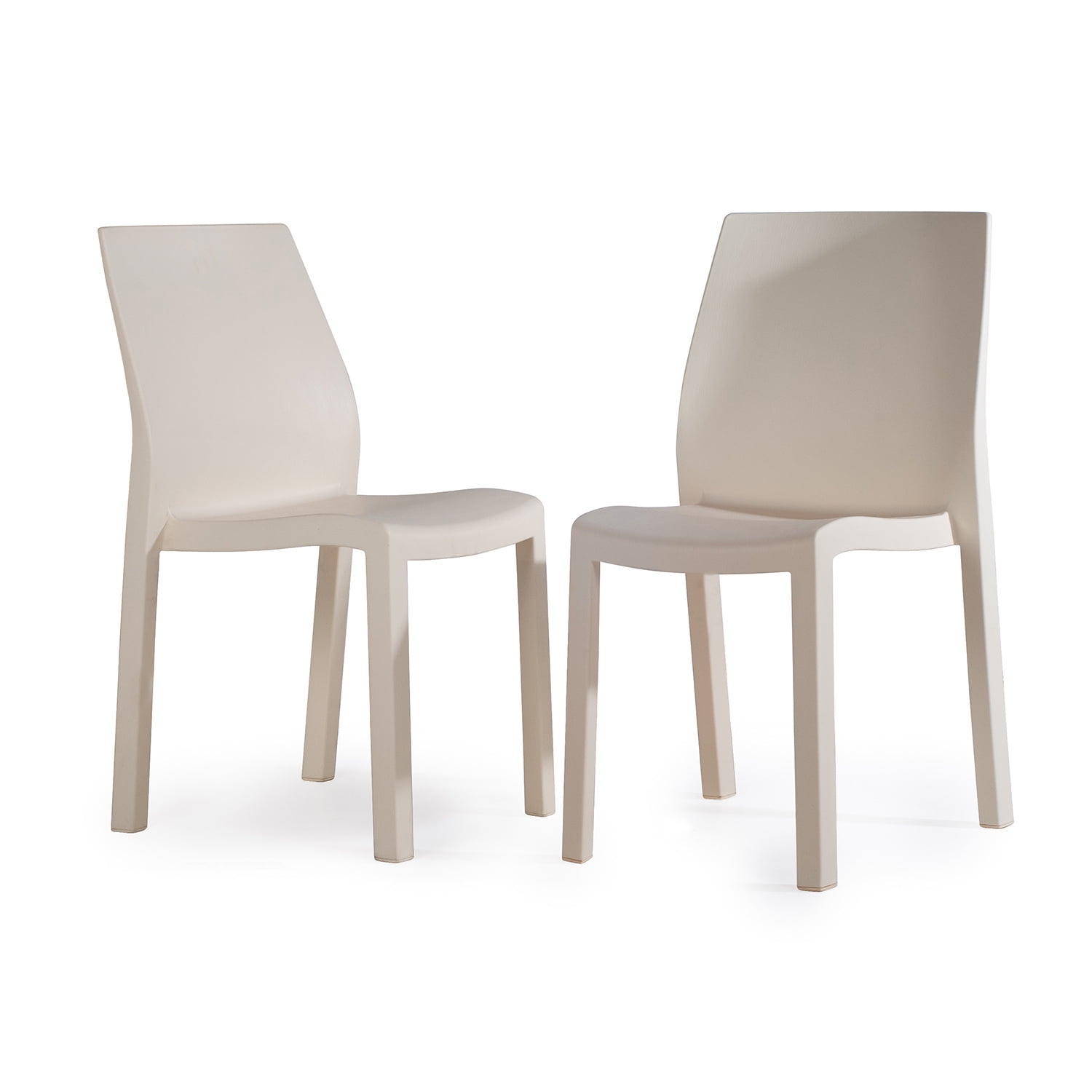 WRGHOME Palma Modern Outdoor/Indoor Plastic Resin Stacking Patio Dining Chairs  (Set of 2) - IVORY