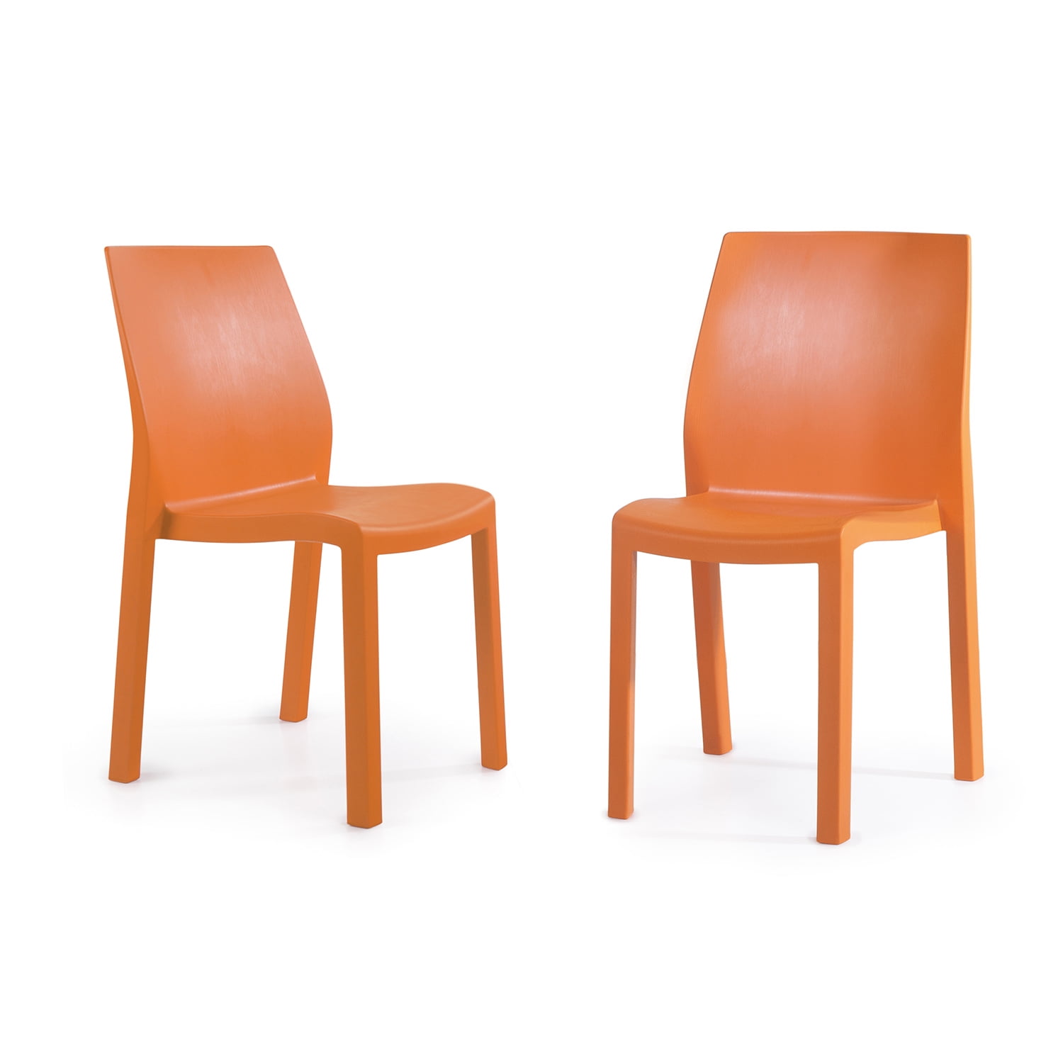 WRGHOME Palma Modern Outdoor/Indoor Plastic Resin Stacking Patio Dining Chairs  (Set of 2) - ORANGE
