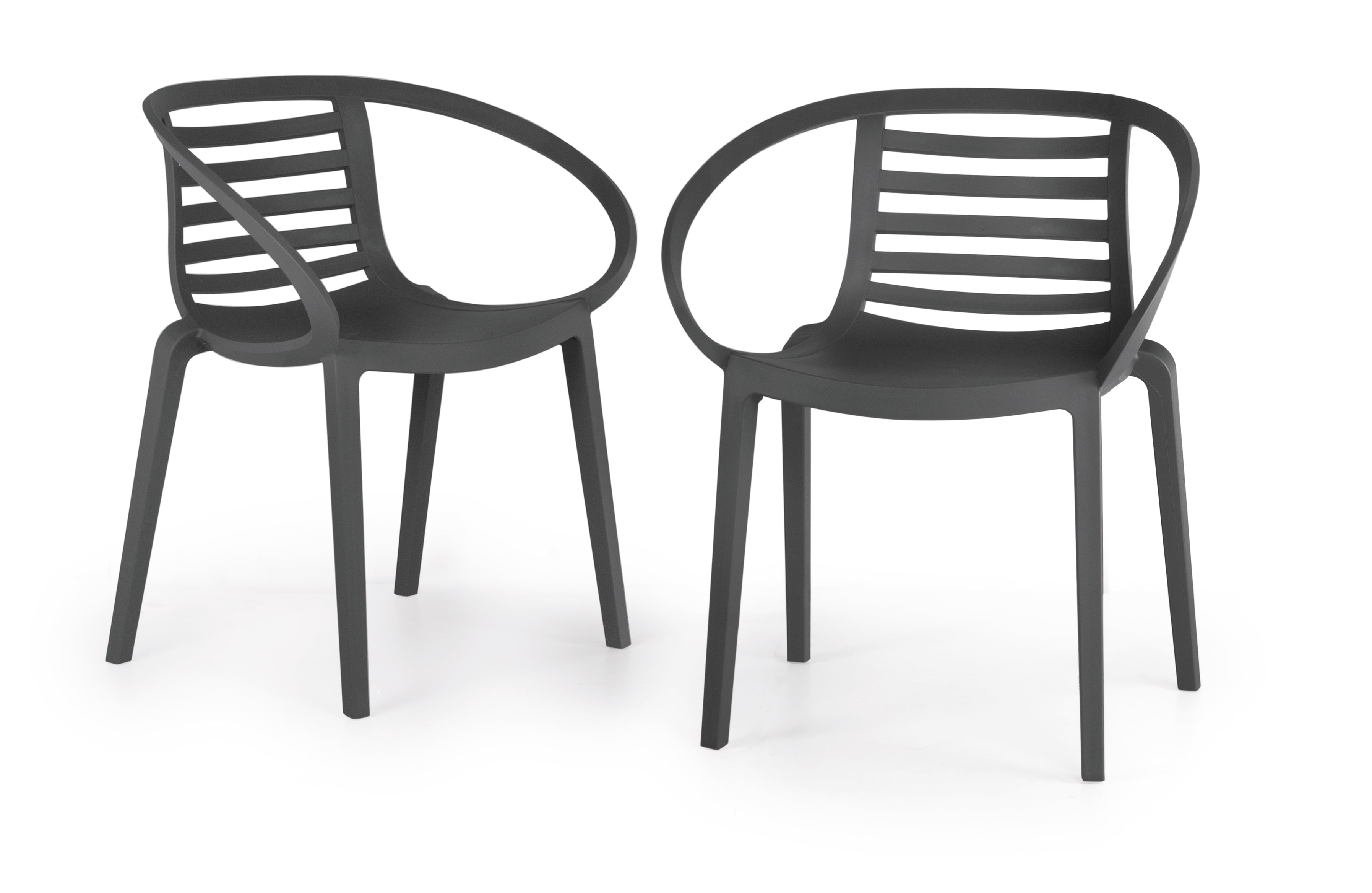 WRGHOME Syracuse Modern Outdoor/Indoor Plastic Resin Stacking Patio Dining Chairs  (Set of 2) - ANTHRACITE