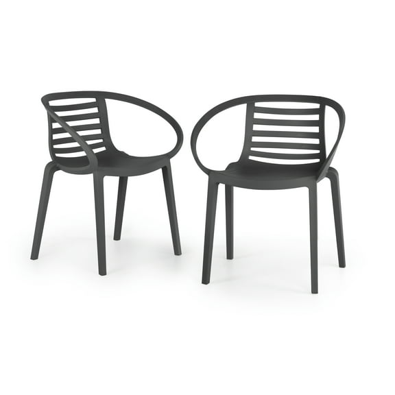 WRGHOME Syracuse Modern Outdoor/Indoor Plastic Resin Stacking Patio Dining Chairs  (Set of 2) - ANTHRACITE