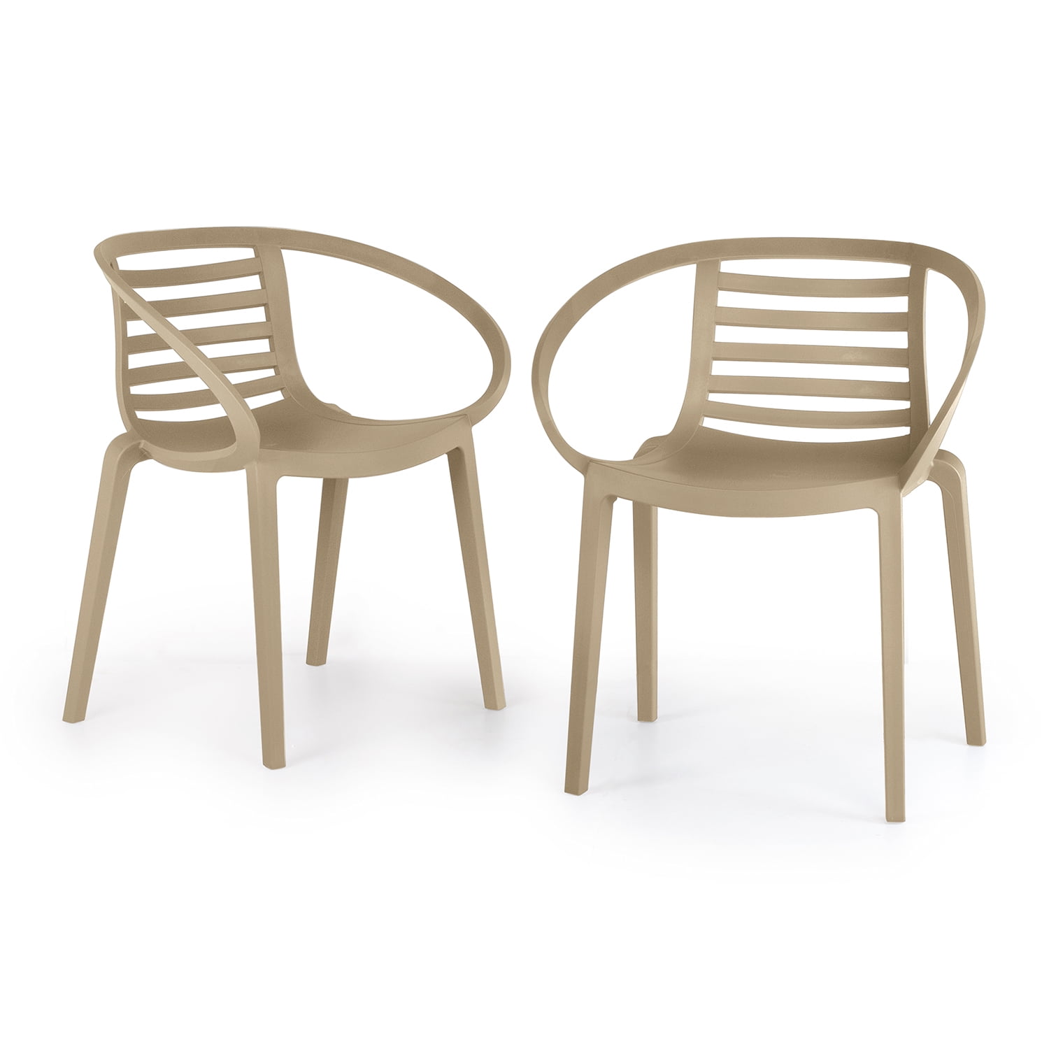 WRGHOME Syracuse Modern Outdoor Indoor Plastic Resin Stacking Patio Dining Chairs Set of 2 TAUPE Walmart Business Supplies
