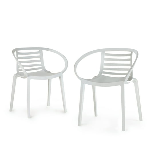 WRGHOME Syracuse Modern Outdoor/Indoor Plastic Resin Stacking Patio Dining Chairs (Set of 2) - WHITE