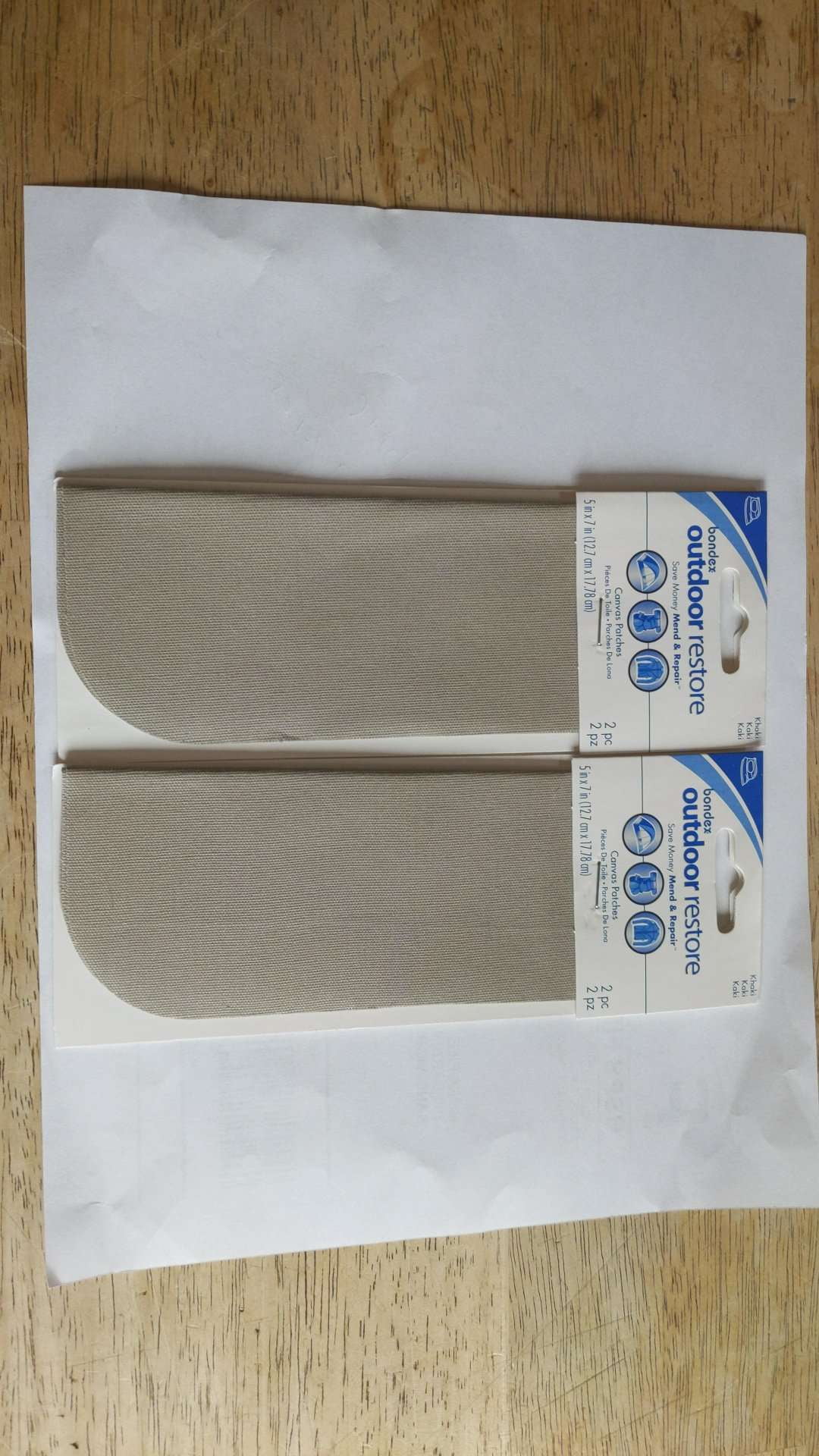 WRIGHTSBondex Khaki iron On Patches (2) 5x7" fabric patches 2 packs