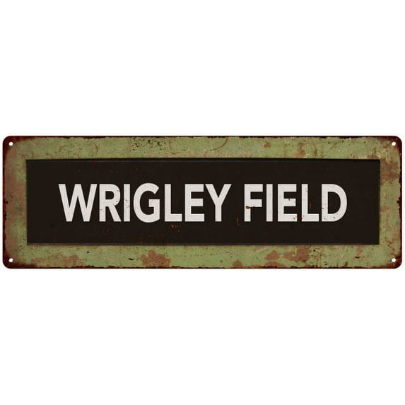 WRIGLEY FIELD Trollery Bus Roll Vintage Metal Sign 6x18 206180072014