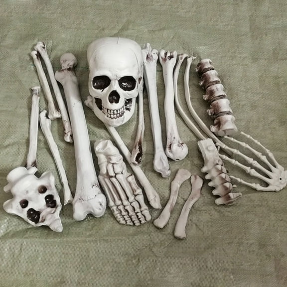 WRISTBIQUE Graveyard Scene Decor Plastic Skeleton Bones and Skull Decoration White 1 Pack