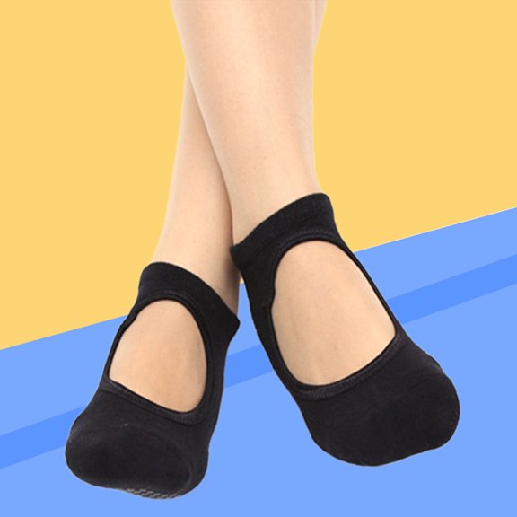 WRISTBIQUE 1 Pair Absorbent Cotton Yoga Socks with Anti- Gel Dots for Pilates and Exercise Comfort