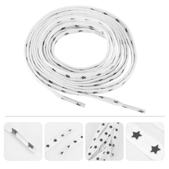 WRISTBIQUE 1Pair Reflective Shoelace Friendly Luminous Flat Shoelaces with Star Pattern for Sports Sneakers