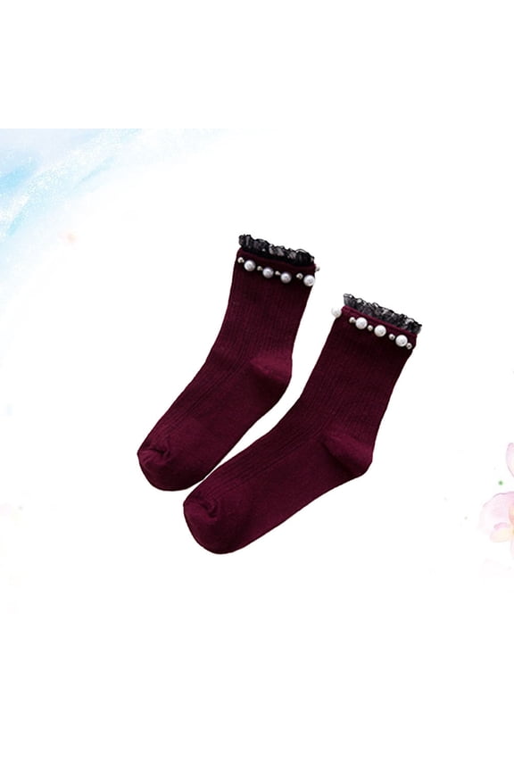 Women Ankle Socks Cotton 1 Pair Dark Red