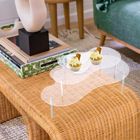 WRISTBIQUE 1 Set Clear Acrylic Display Riser Stand, Secure Multi-Purpose Shelf for Bakery Desserts, Home Decor and Collectibles