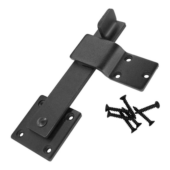 WRISTBIQUE 1Set Black Metal Barn Door Lock with Anti-Theft Clasp for Fence Gate and Screen Door